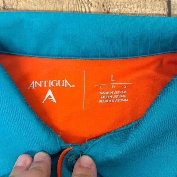 Antigua Miami Dolphins Primary Logo Polo Aqua Men’s Size L - Picture 3 of 7